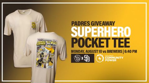 Padres superhero pocket tee giveaway